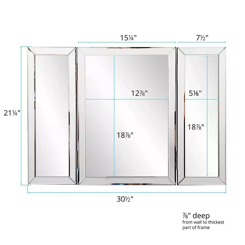 Howard Elliott Rectangle Tripoli Vanity Bathroom Mirror Clear: Modern Freestanding Glass, No Assembly Required