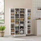 Karl Home 59in Tall White Kitchen Storage Cabinet With 2 Doors And Adjustable Shelves Food Storage Pantry Cabinet