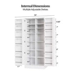59in Tall White Kitchen Storage Cabinet With 2 Doors And Adjustable Shelves Food Storage Pantry Cabinet
