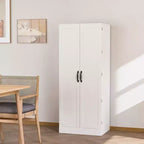 59in Tall White Kitchen Storage Cabinet With 2 Doors And Adjustable Shelves Food Storage Pantry Cabinet