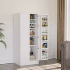 59in Tall White Kitchen Storage Cabinet With 2 Doors And Adjustable Shelves Food Storage Pantry Cabinet