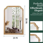 20 x 30 Solid Wood Frame Rounded Corner Decorative Mirror for Bedroom Bathroom Living Room Natural Wood