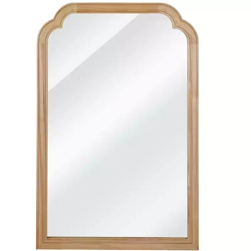 20 x 30 Solid Wood Frame Rounded Corner Decorative Mirror for Bedroom Bathroom Living Room Natural Wood