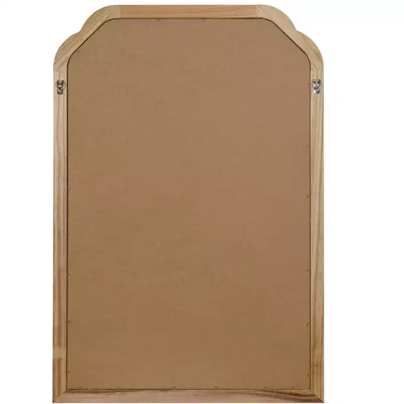 20 x 30 Solid Wood Frame Rounded Corner Decorative Mirror for Bedroom Bathroom Living Room Natural Wood
