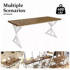 70.8 Inch Industrial Dining Table for 6-8 C Solid Wood Top with Metal Frame, Rectangular Kitchen & Dining Room Table