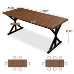 70.8 Inch Industrial Dining Table for 6-8 C Solid Wood Top with Metal Frame, Rectangular Kitchen & Dining Room Table