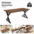 70.8 Inch Industrial Dining Table for 6-8 C Solid Wood Top with Metal Frame, Rectangular Kitchen & Dining Room Table