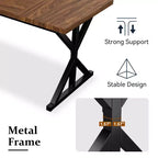 70.8 Inch Industrial Dining Table for 6-8 C Solid Wood Top with Metal Frame, Rectangular Kitchen & Dining Room Table