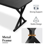 70.8 Inch Industrial Dining Table for 6-8 C Solid Wood Top with Metal Frame, Rectangular Kitchen & Dining Room Table