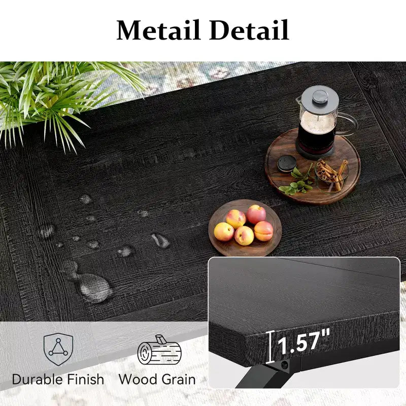 70.8 Inch Industrial Dining Table for 6-8 C Solid Wood Top with Metal Frame, Rectangular Kitchen & Dining Room Table