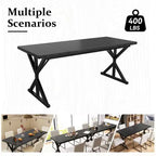 70.8 Inch Industrial Dining Table for 6-8 C Solid Wood Top with Metal Frame, Rectangular Kitchen & Dining Room Table