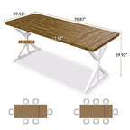 70.8 Inch Industrial Dining Table for 6-8 C Solid Wood Top with Metal Frame, Rectangular Kitchen & Dining Room Table