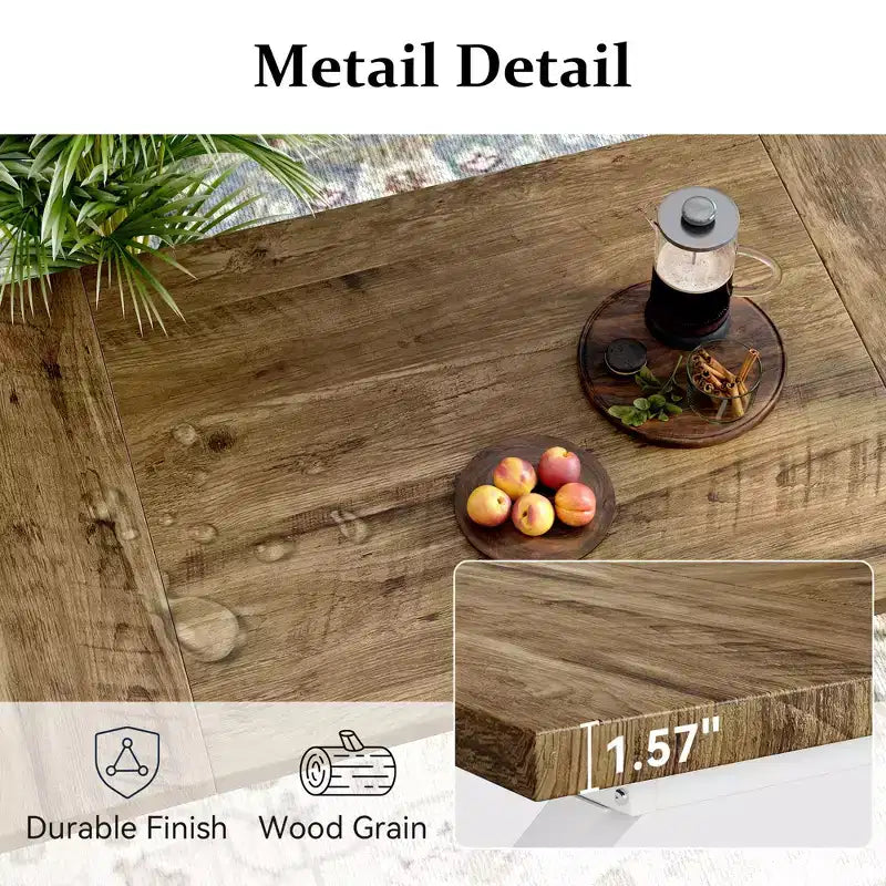 70.8 Inch Industrial Dining Table for 6-8 C Solid Wood Top with Metal Frame, Rectangular Kitchen & Dining Room Table