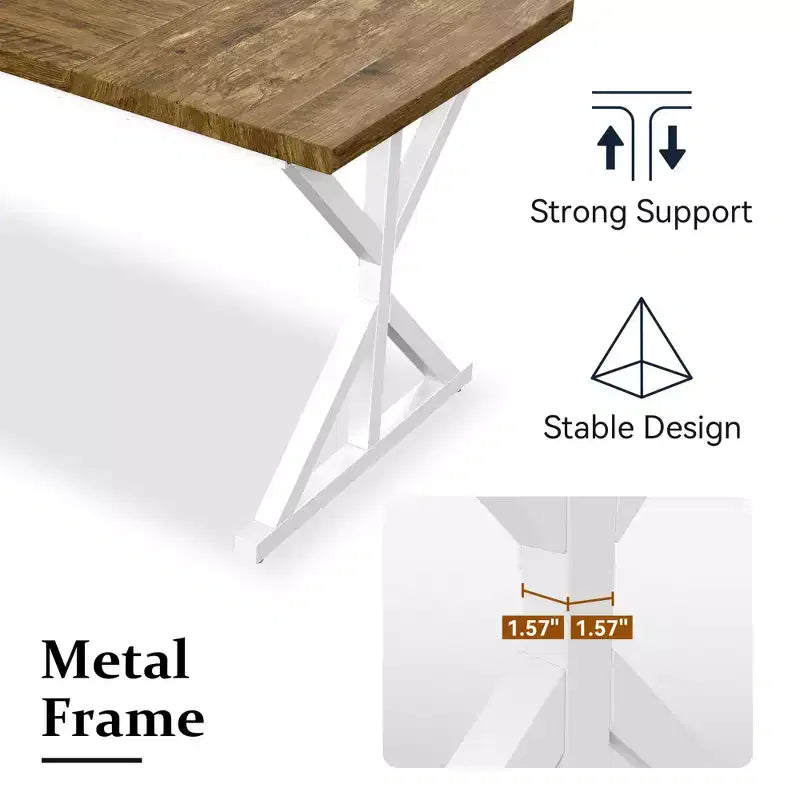 70.8 Inch Industrial Dining Table for 6-8 C Solid Wood Top with Metal Frame, Rectangular Kitchen & Dining Room Table