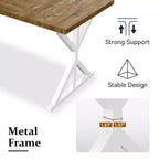 70.8 Inch Industrial Dining Table for 6-8 C Solid Wood Top with Metal Frame, Rectangular Kitchen & Dining Room Table