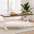 70.8 Inch Industrial Dining Table for 6-8 C Solid Wood Top with Metal Frame, Rectangular Kitchen & Dining Room Table