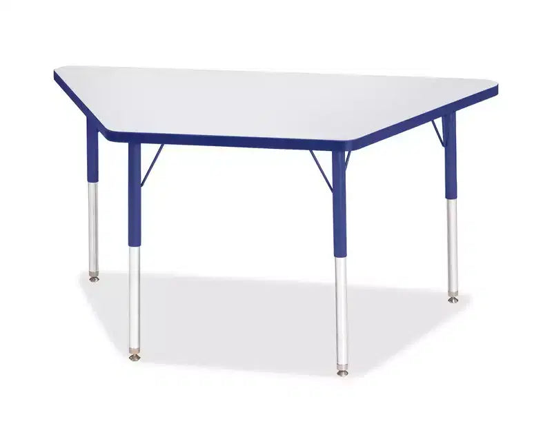 Tavolo trapezoidale laminato grigio per adulti (24 x 48) in blu