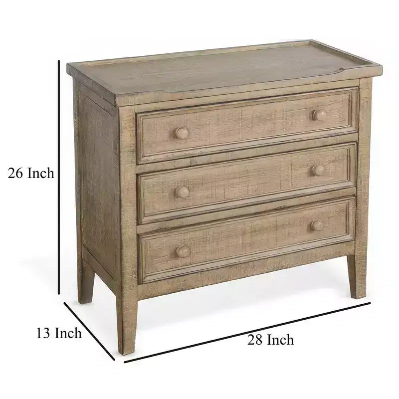 Royal Hampton 28 Side End Table | 3 Drawers with Round Knobs | Mahogany Wood