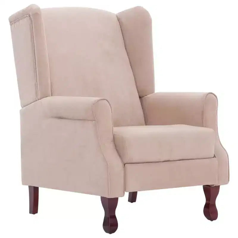 VidaXL Recliner in Cream Fabric - Comfortable Adjustable Reclining Armchair with Soft Sponge Padding and Strong Wooden Legs for Living Room - White