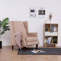 Recliner in Cream Fabric - Comfortable Adjustable Reclining Armchair with Soft Sponge Padding and Strong Wooden Legs for Living Room - White