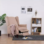 Recliner in Cream Fabric - Comfortable Adjustable Reclining Armchair with Soft Sponge Padding and Strong Wooden Legs for Living Room - White