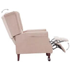 Recliner in Cream Fabric - Comfortable Adjustable Reclining Armchair with Soft Sponge Padding and Strong Wooden Legs for Living Room - White
