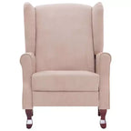 Recliner in Cream Fabric - Comfortable Adjustable Reclining Armchair with Soft Sponge Padding and Strong Wooden Legs for Living Room - White