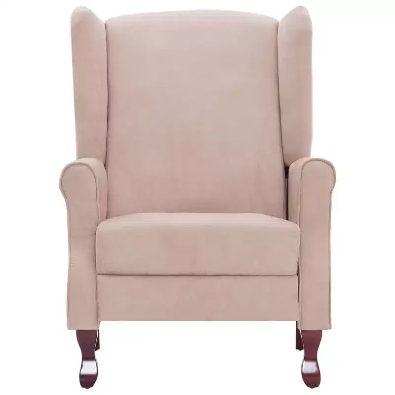Recliner in Cream Fabric - Comfortable Adjustable Reclining Armchair with Soft Sponge Padding and Strong Wooden Legs for Living Room - White