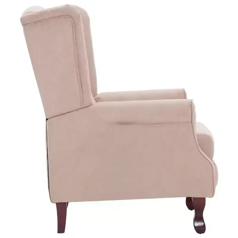 Recliner in Cream Fabric - Comfortable Adjustable Reclining Armchair with Soft Sponge Padding and Strong Wooden Legs for Living Room - White