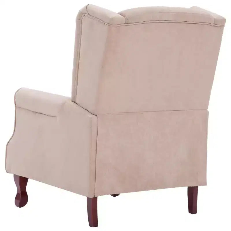 Recliner in Cream Fabric - Comfortable Adjustable Reclining Armchair with Soft Sponge Padding and Strong Wooden Legs for Living Room - White