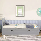 Twin Modern Platform Bed Frame with Trundle & 2 Storage Drawers Sturdy Wooden Platform Bed Noiseless No Springs Required Easy to Assemble