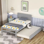 Twin Modern Platform Bed Frame with Trundle & 2 Storage Drawers Sturdy Wooden Platform Bed Noiseless No Springs Required Easy to Assemble