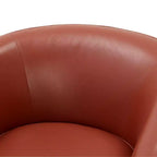 Modern Top Grain Leather 360 Swivel Chair Accent Chair with Soft Cushion Barrel Sofa Chair with Wood Base for Lounge Office Bedroom