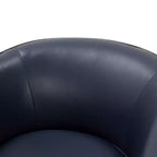 Modern Top Grain Leather 360 Swivel Chair Accent Chair with Soft Cushion Barrel Sofa Chair with Wood Base for Lounge Office Bedroom