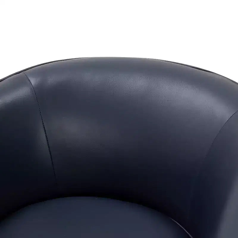 Modern Top Grain Leather 360 Swivel Chair Accent Chair with Soft Cushion Barrel Sofa Chair with Wood Base for Lounge Office Bedroom