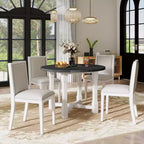 Farmhouse Style Kitchen Table with Removable Leaf & Upholstered Chairs