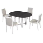 Farmhouse Style Kitchen Table with Removable Leaf & Upholstered Chairs