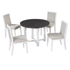 Farmhouse Style Kitchen Table with Removable Leaf & Upholstered Chairs