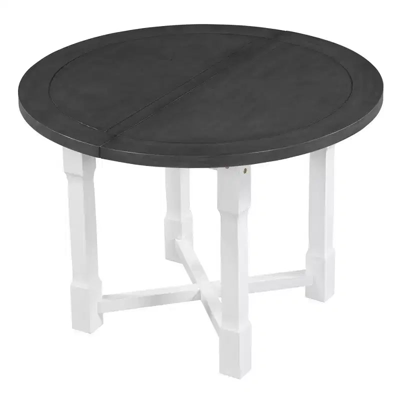 Farmhouse Style Kitchen Table with Removable Leaf & Upholstered Chairs