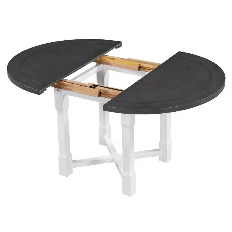 Farmhouse Style Kitchen Table with Removable Leaf & Upholstered Chairs