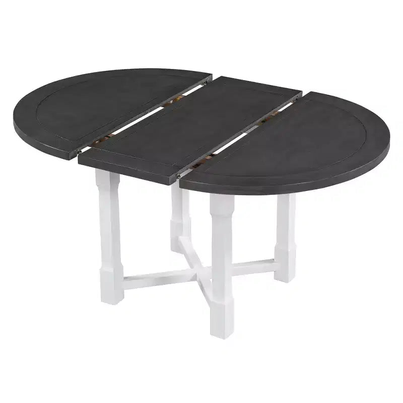 Farmhouse Style Kitchen Table with Removable Leaf & Upholstered Chairs