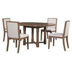 Farmhouse Style Kitchen Table with Removable Leaf & Upholstered Chairs