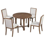 Farmhouse Style Kitchen Table with Removable Leaf & Upholstered Chairs