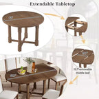 Farmhouse Style Kitchen Table with Removable Leaf & Upholstered Chairs