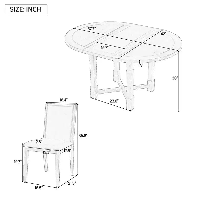 Farmhouse Style Kitchen Table with Removable Leaf & Upholstered Chairs