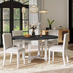 Farmhouse Style Kitchen Table with Removable Leaf & Upholstered Chairs