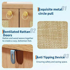 Scarpiera in Rattan per Ingresso – Organizer a 5 Ripiani in Stile Farmhouse – Scarpiera Stretta Autoportante a 2 Ante per Foyer, Corridoio e Soggiorno