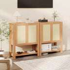 Scarpiera in Rattan per Ingresso – Organizer a 5 Ripiani in Stile Farmhouse – Scarpiera Stretta Autoportante a 2 Ante per Foyer, Corridoio e Soggiorno