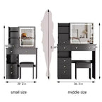 37IN Vanity Table with Cushioned Stool, Makeup Vanity with Large Sliding and Touch Control Mirror, Ample Vanity Desk for Large Space