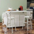 Rolling Kitchen Island Cart with Drop Leaf Countertop Adjustable Shelve Spice Rack With Two Chairs For Kitchen Dining Room